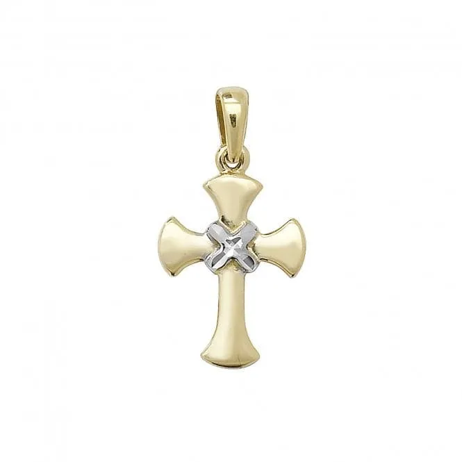 9ct Yellow & White Gold Cross Pendant PN086