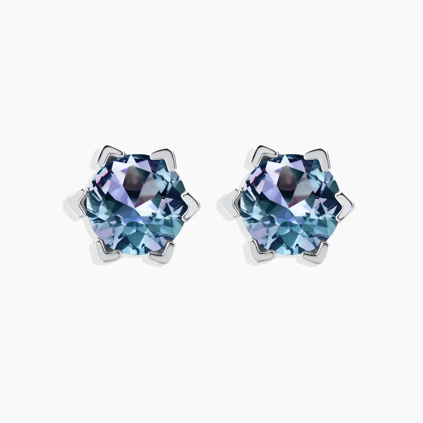 Alexandrite Round Shape Stud Earrings in 925 Sterling Silver - Irosk Australia ®