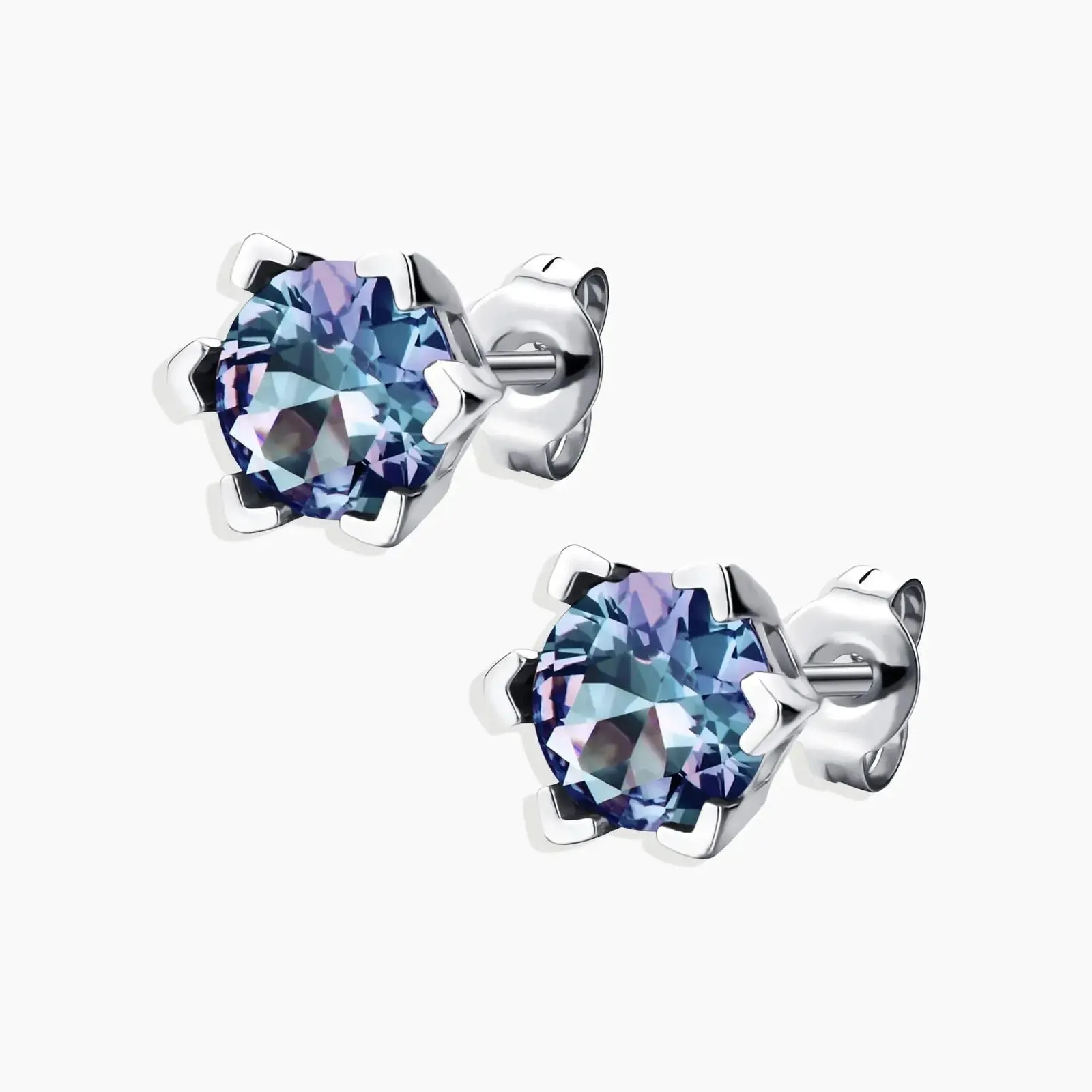 Alexandrite Round Shape Stud Earrings in 925 Sterling Silver - Irosk Australia ®