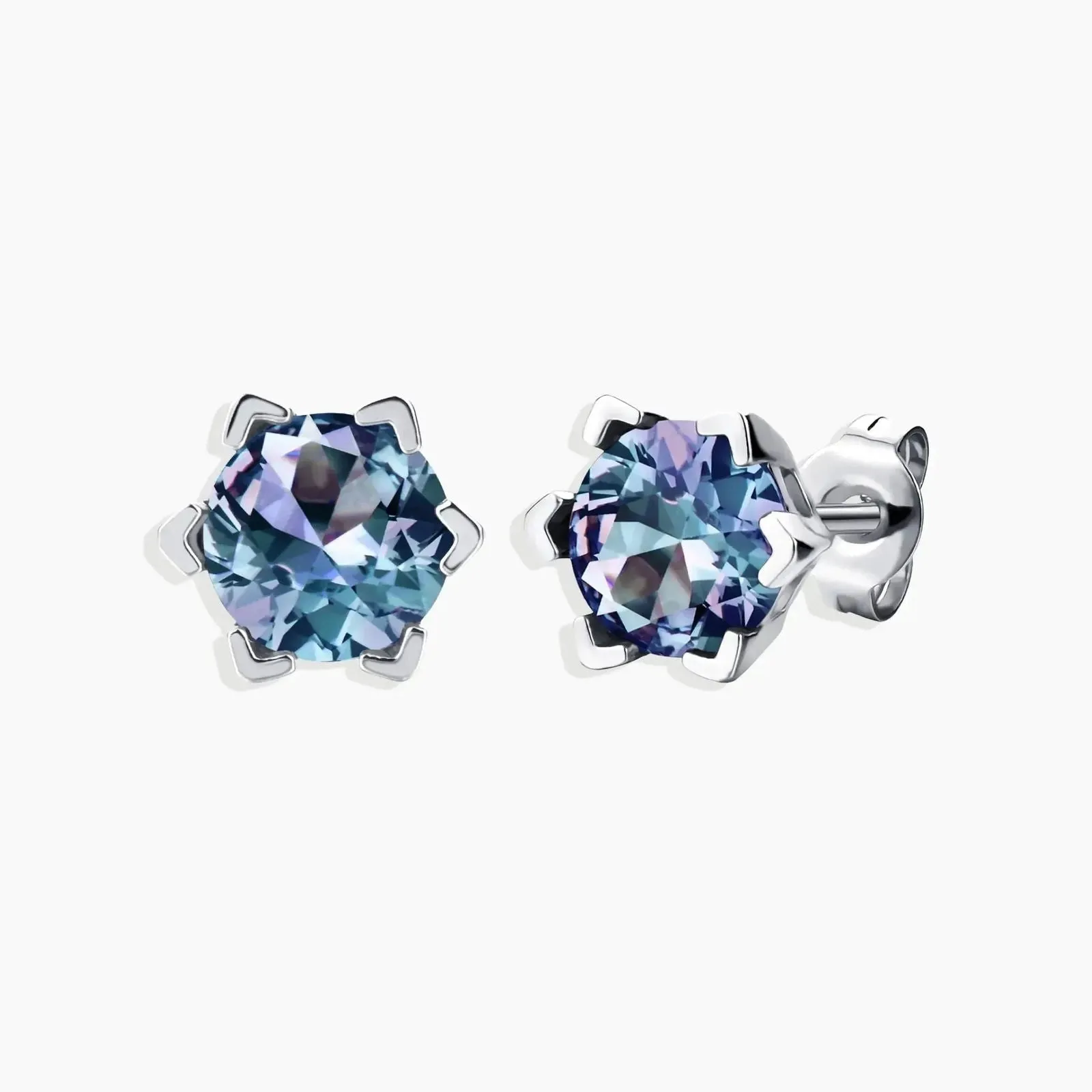 Alexandrite Round Shape Stud Earrings in 925 Sterling Silver - Irosk Australia ®