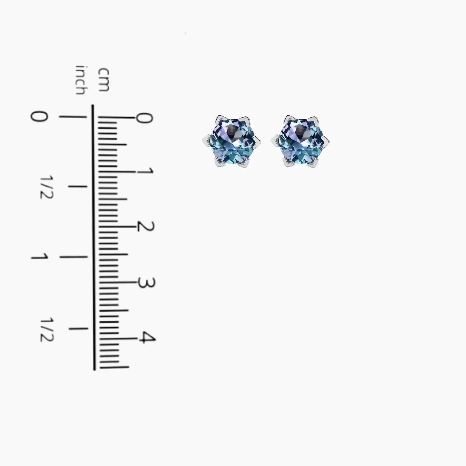 Alexandrite Round Shape Stud Earrings in 925 Sterling Silver - Irosk Australia ®