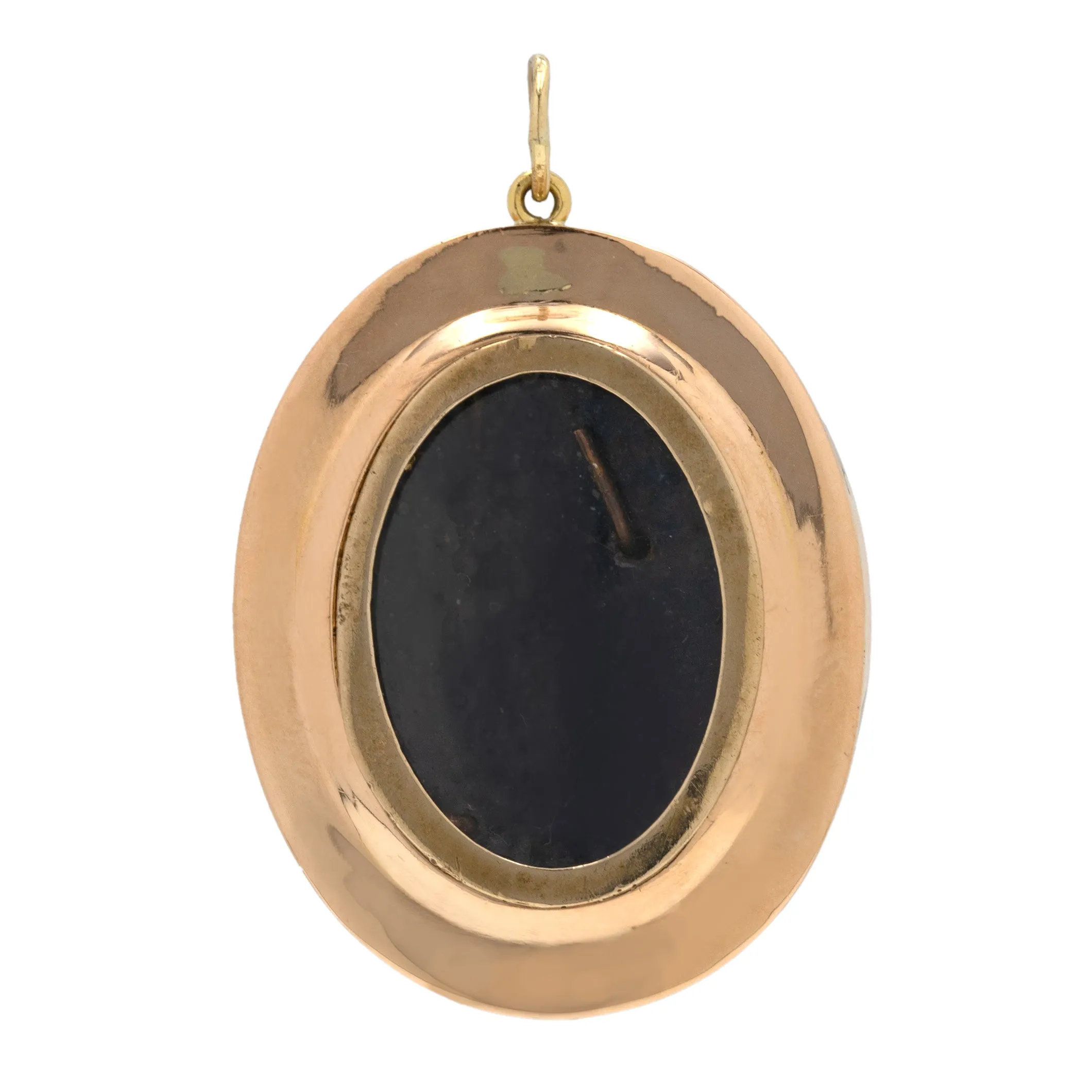 Antique 18ct Gold Black Enamel Pearl Locket