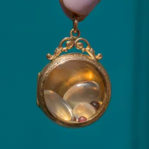 Antique 9ct Gold Shaker Locket, Loose Moonstones & Garnets