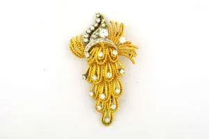 Antique Convertible Brooch Pendant Old European Cut Diamonds 18K Gold 1.6cttw