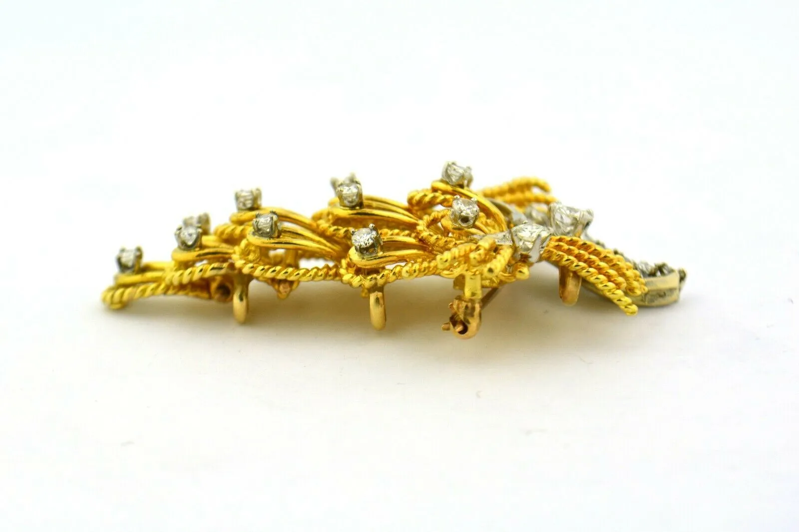 Antique Convertible Brooch Pendant Old European Cut Diamonds 18K Gold 1.6cttw