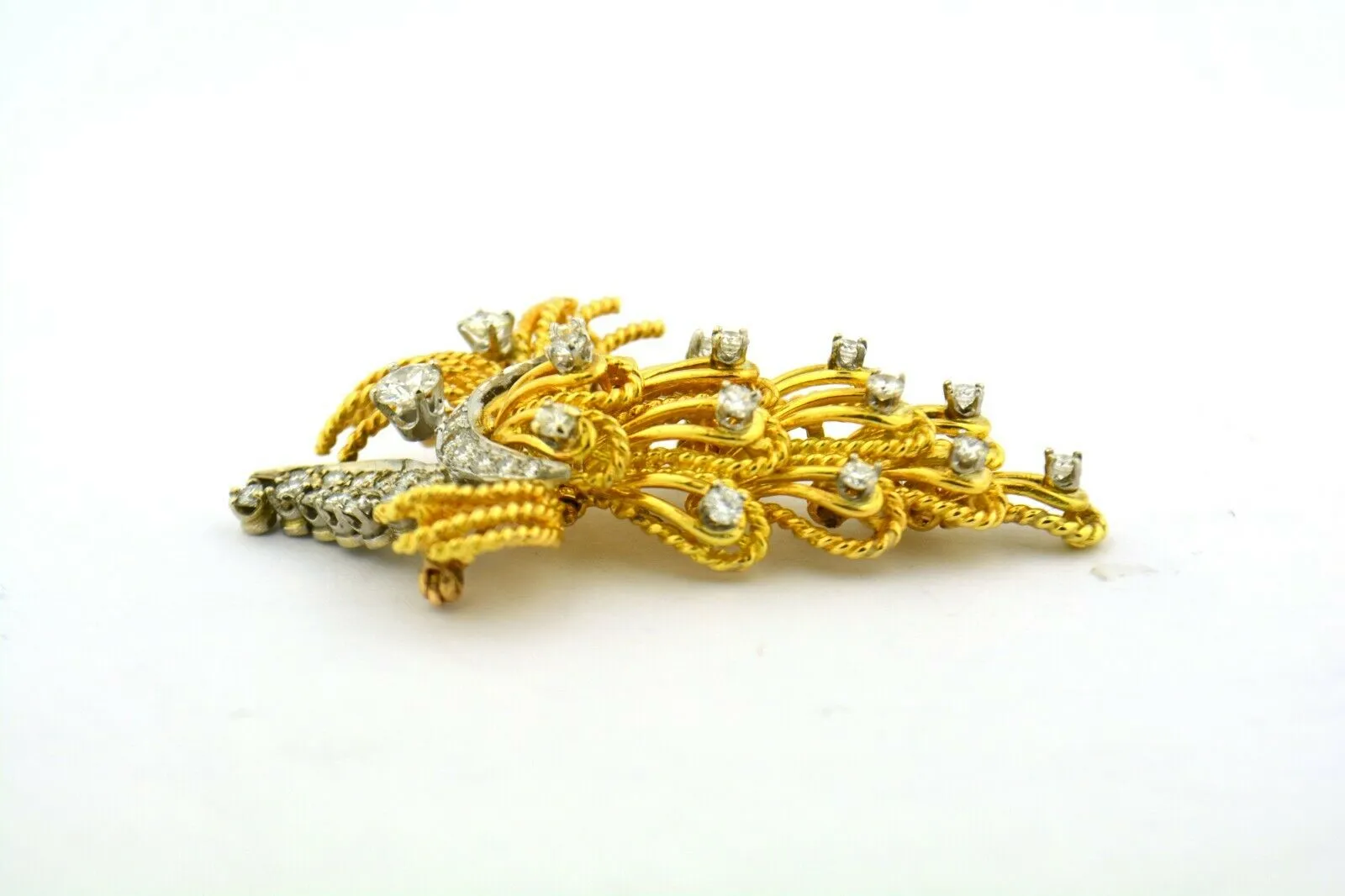 Antique Convertible Brooch Pendant Old European Cut Diamonds 18K Gold 1.6cttw