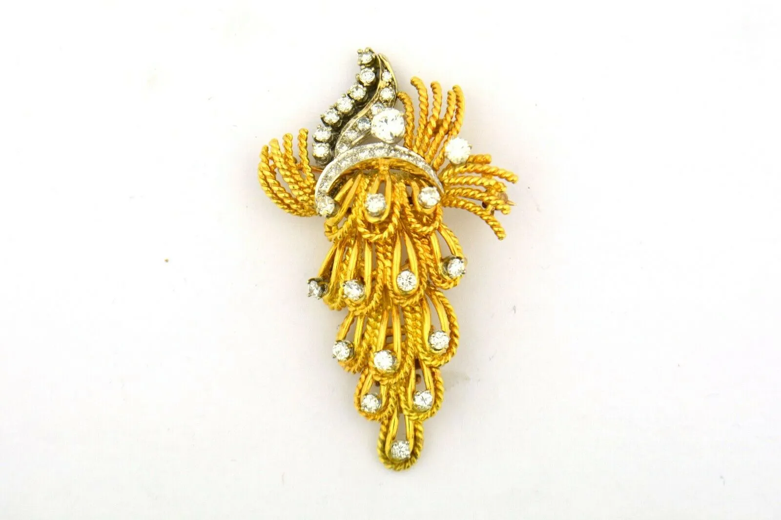 Antique Convertible Brooch Pendant Old European Cut Diamonds 18K Gold 1.6cttw