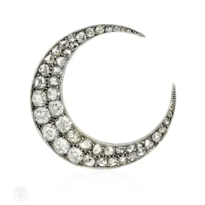 Antique diamond crescent brooch