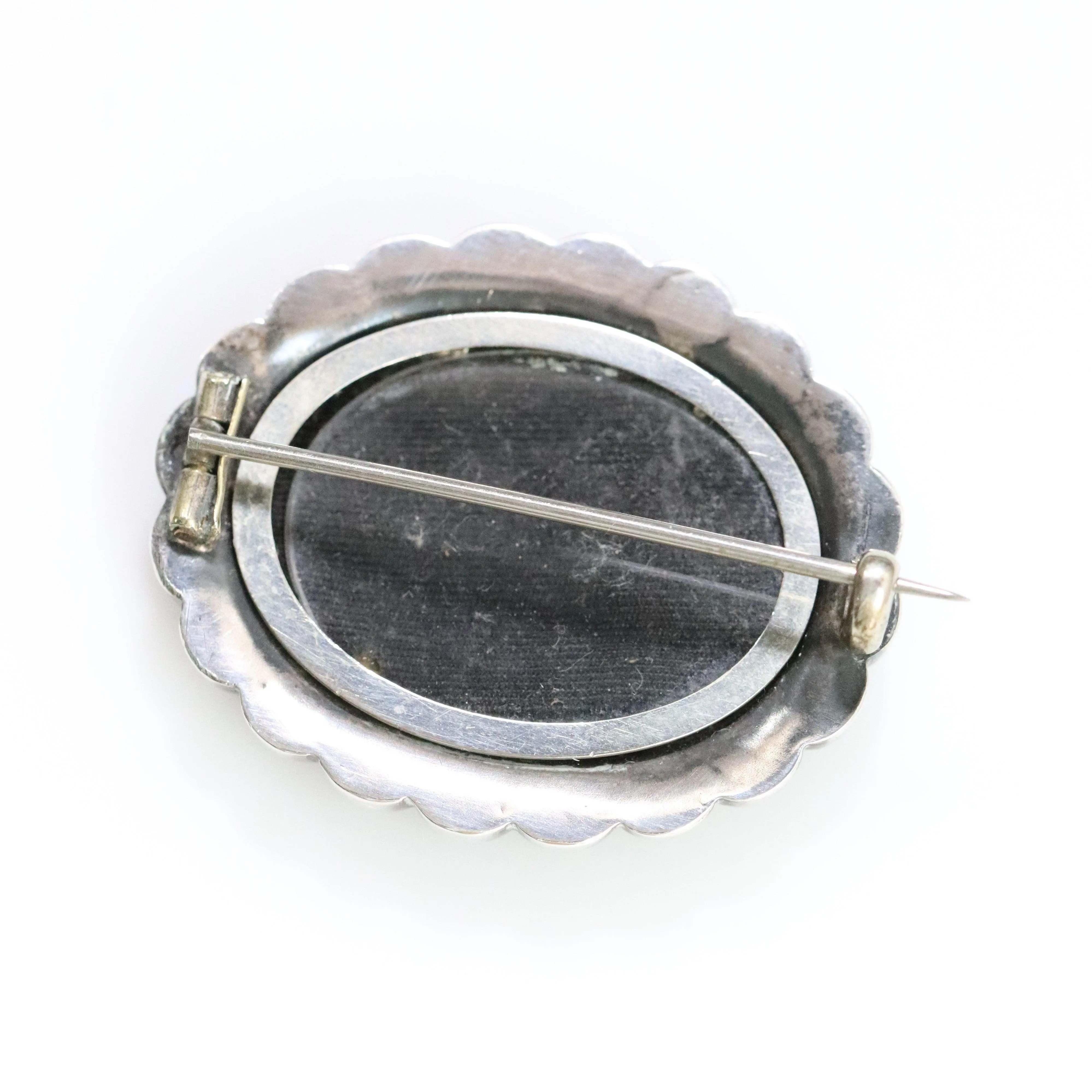 Antique English Silver Jewelry | Victorian Locket Brooch