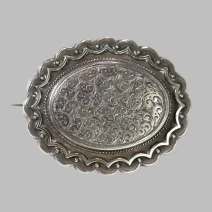 Antique English Silver Jewelry | Victorian Locket Brooch