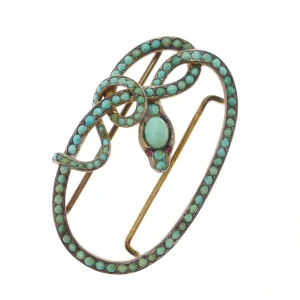 Antique Georgian Victorian Silver Turquoise Snake Buckle