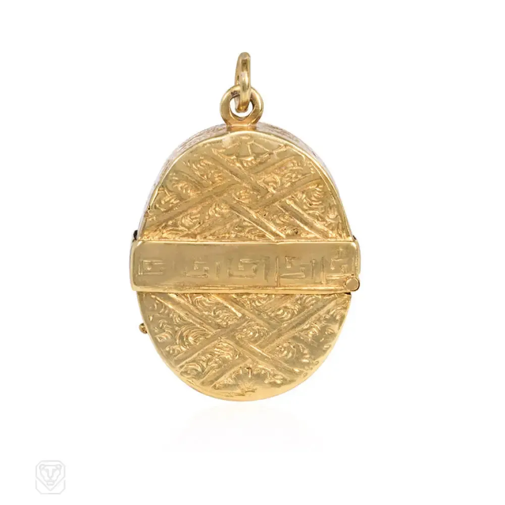 Antique gold belt buckle locket