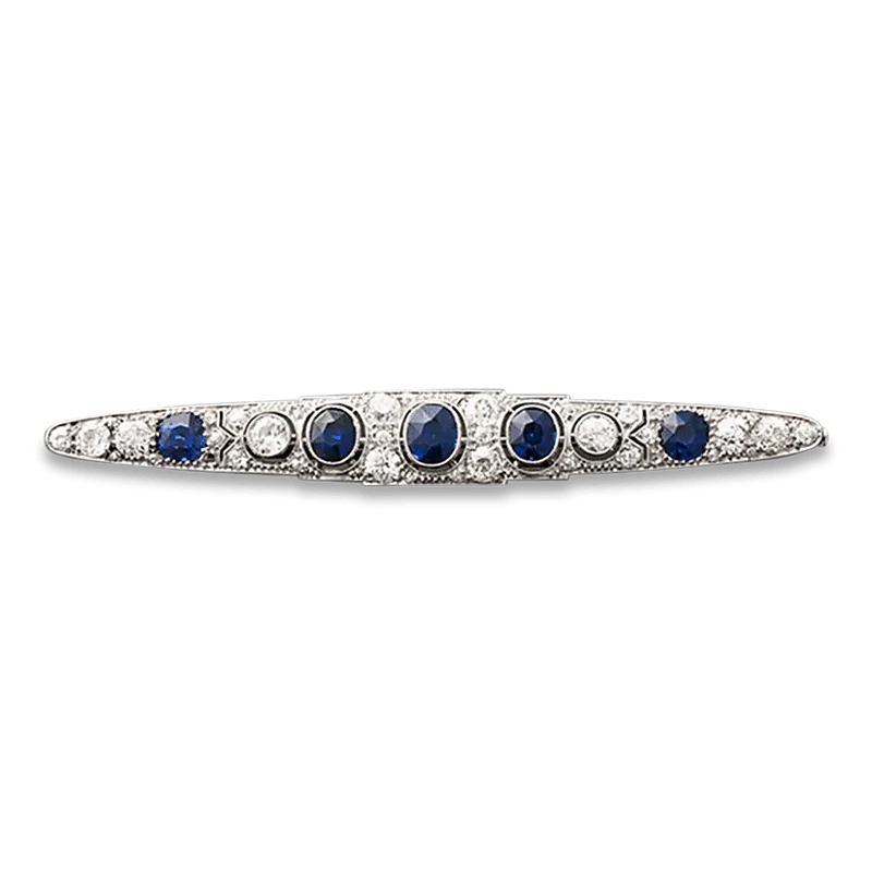 Antique Sapphire and Diamond Bar Pin