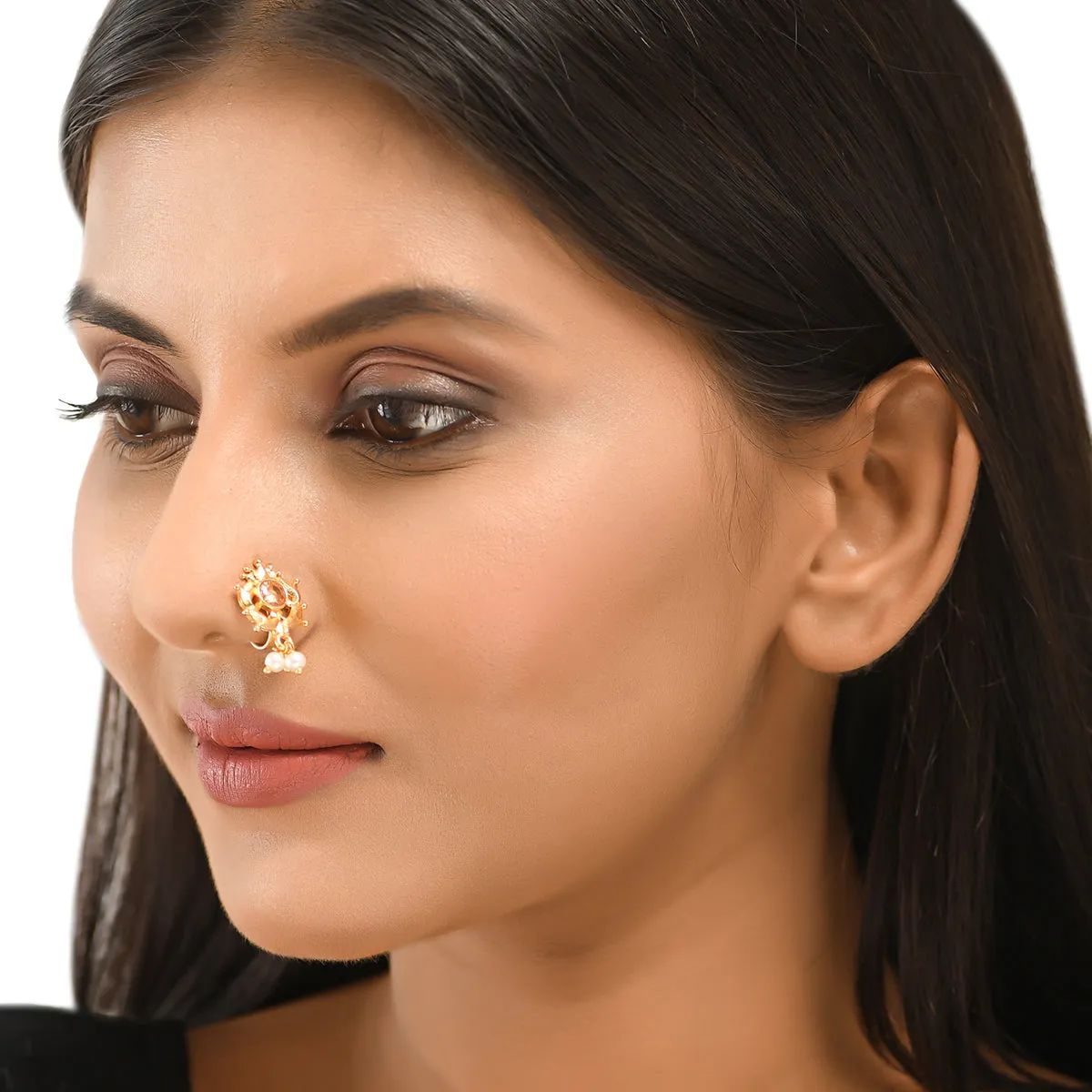 Apsara Dainty Gold Plated Nose Ring By Voylla