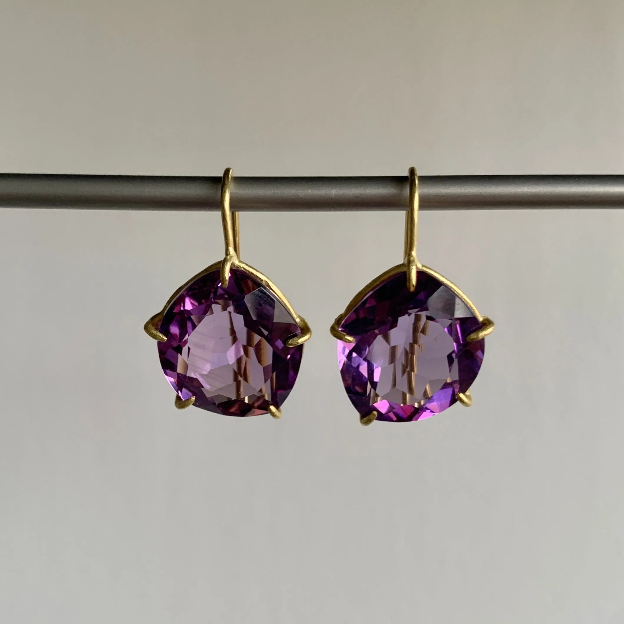 Asymetrical Violet Amethyst Petal Earrings