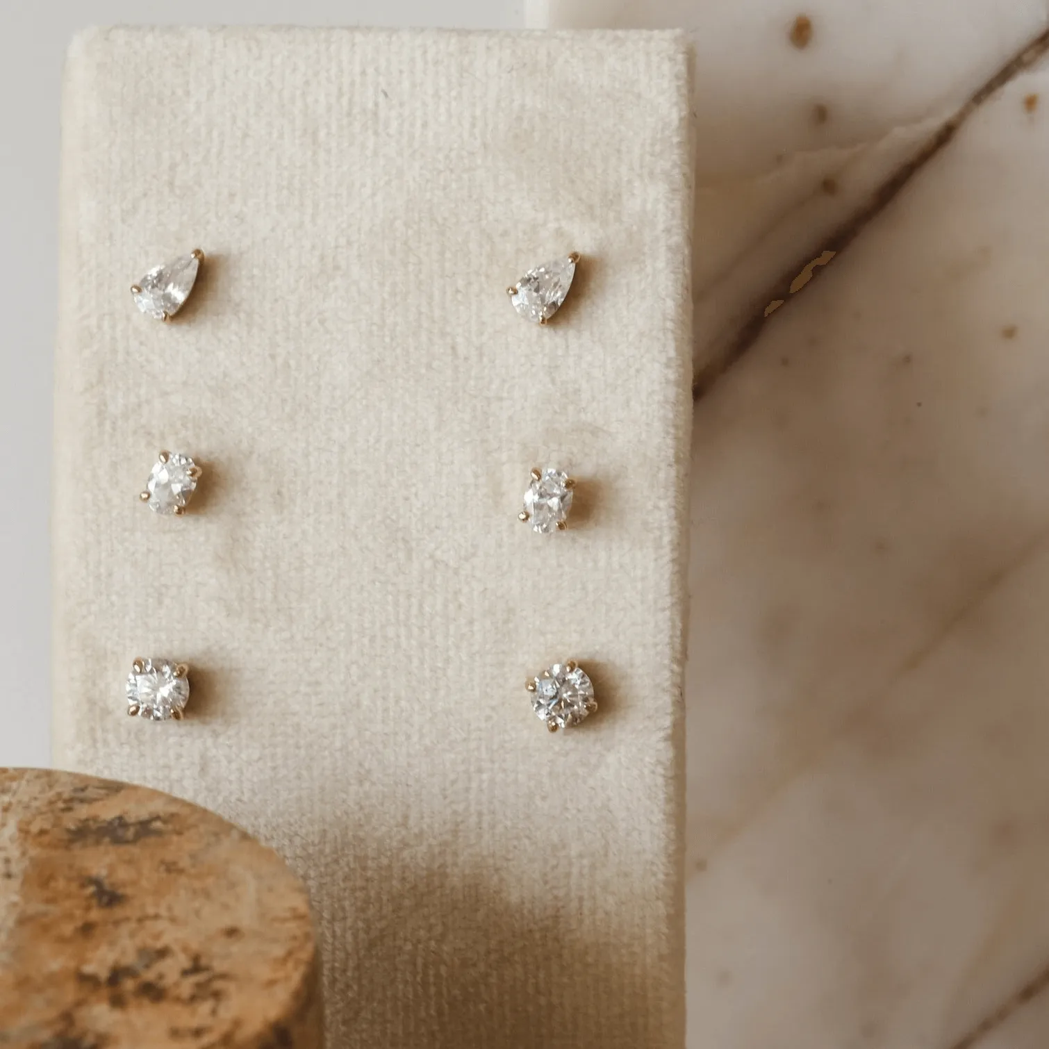 Bari Solitaire Studs - Gold Vermeil