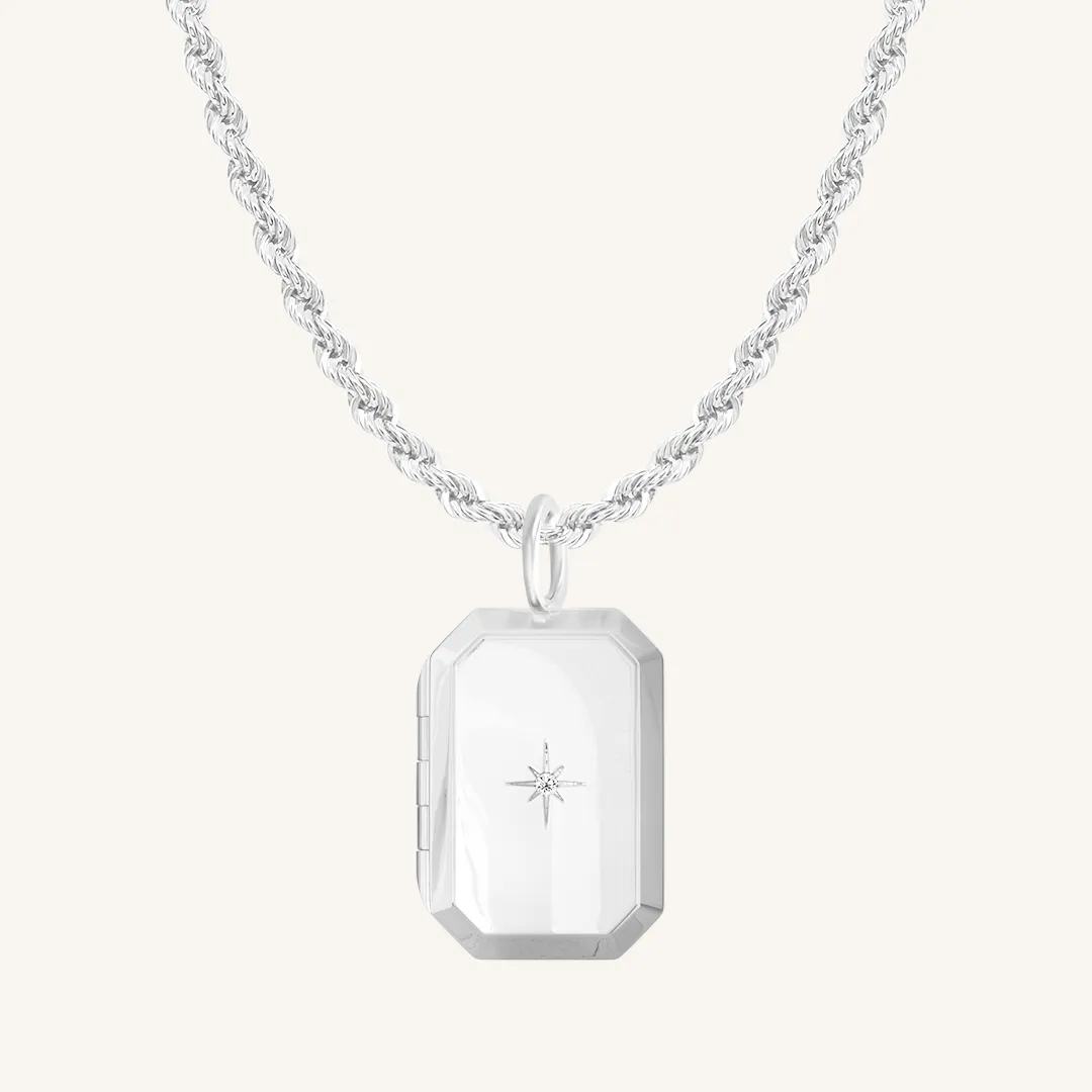 Bevel Photo Locket Necklace