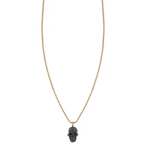 Black Diamond & Gold Skull Necklace