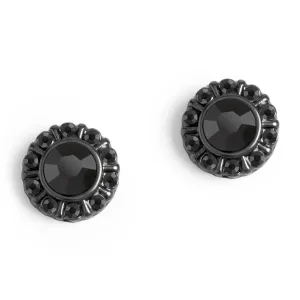 Black Onyx with Stones Stud Earrings