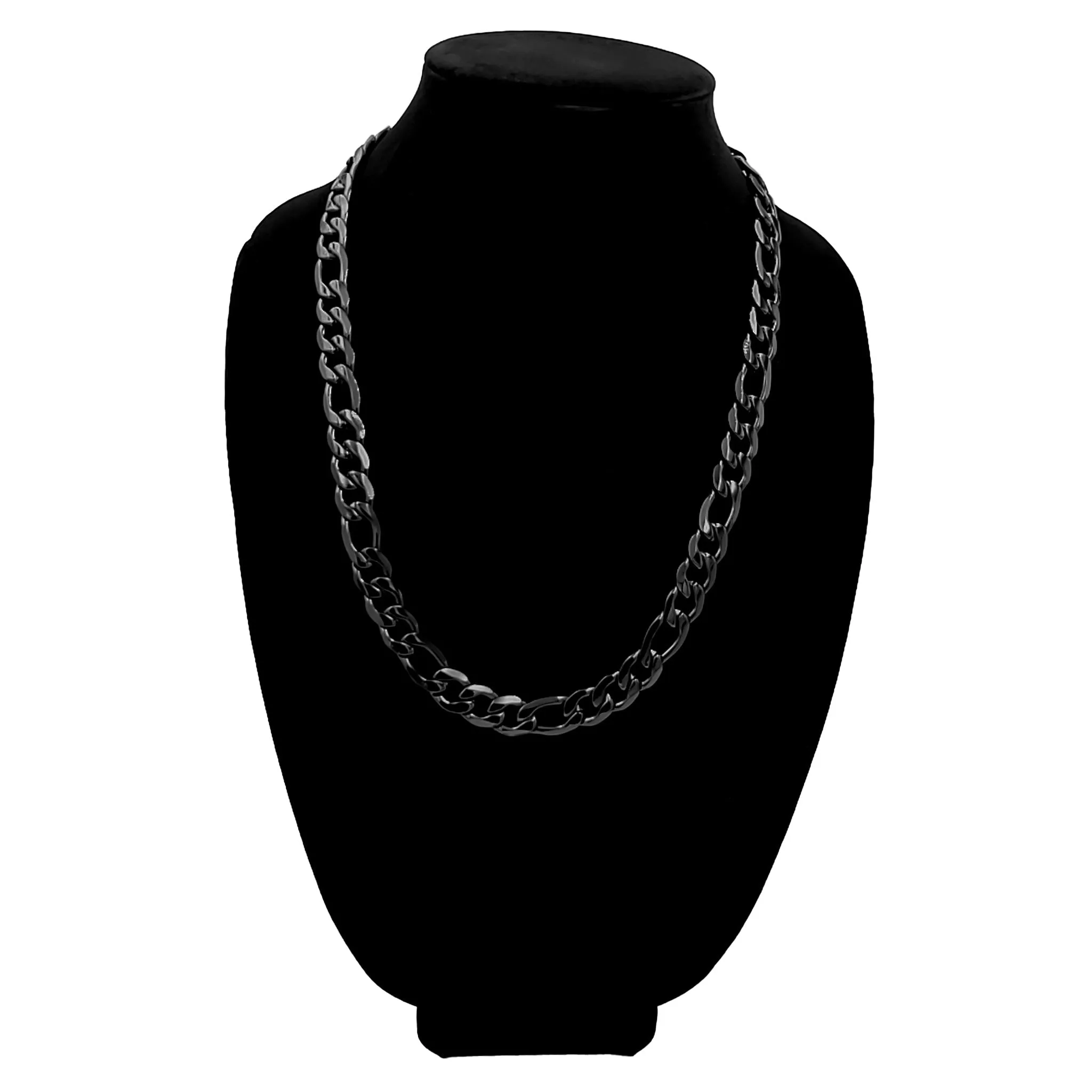 Black Stainless Steel Figaro Chain Necklace / CHN9900