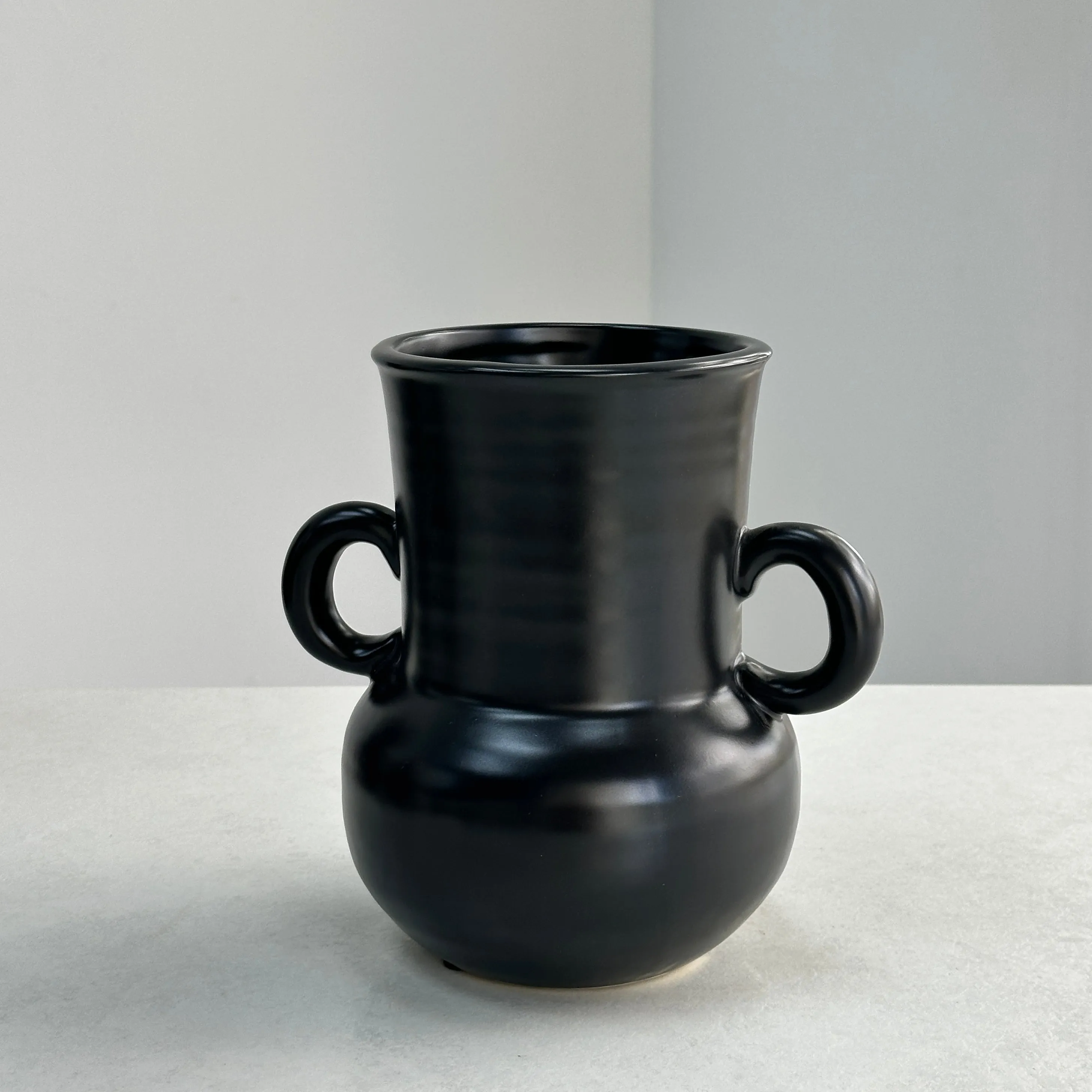 Black Vase With Ring Handles