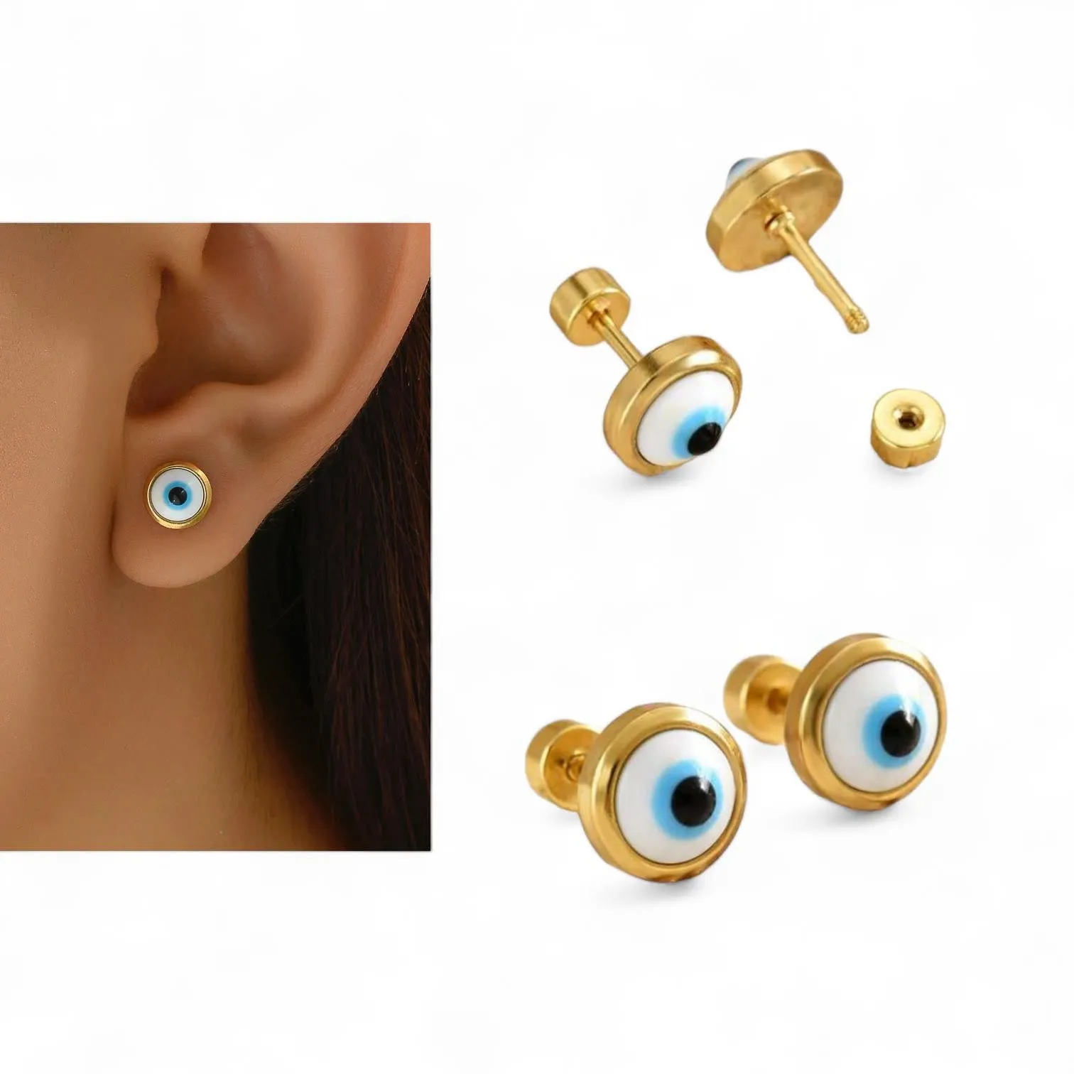 BLING 18k Plated Evil Eye Earrings