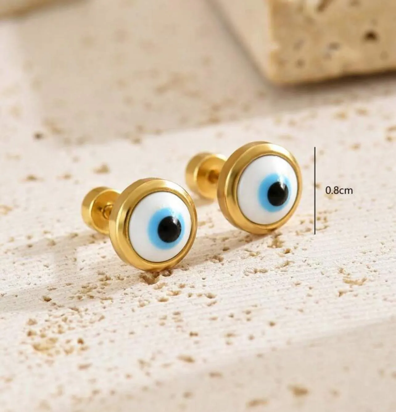 BLING 18k Plated Evil Eye Earrings