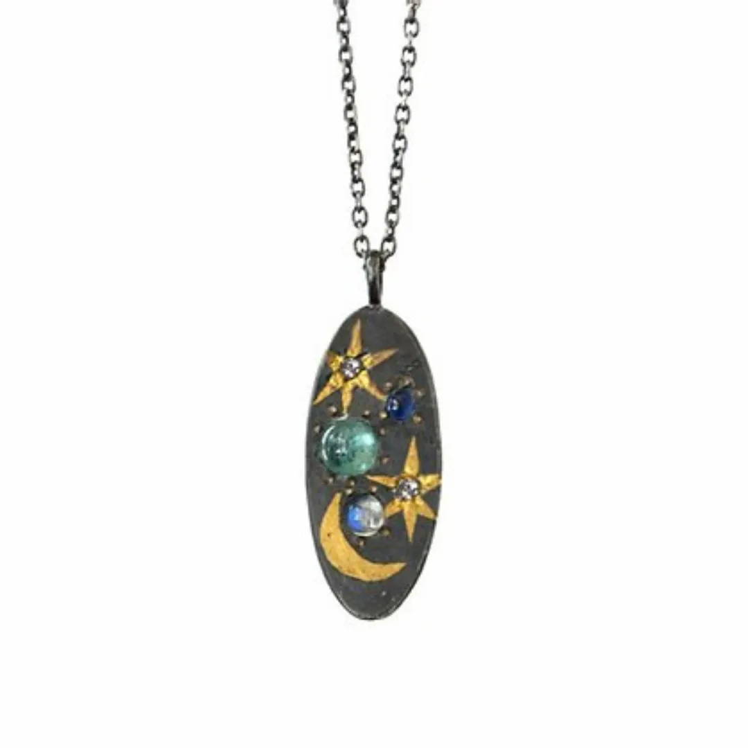 Blue Oval Spacescape Pendant