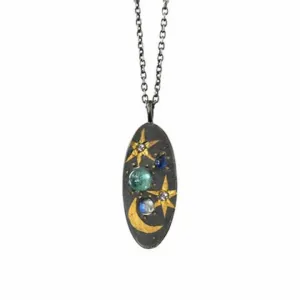 Blue Oval Spacescape Pendant