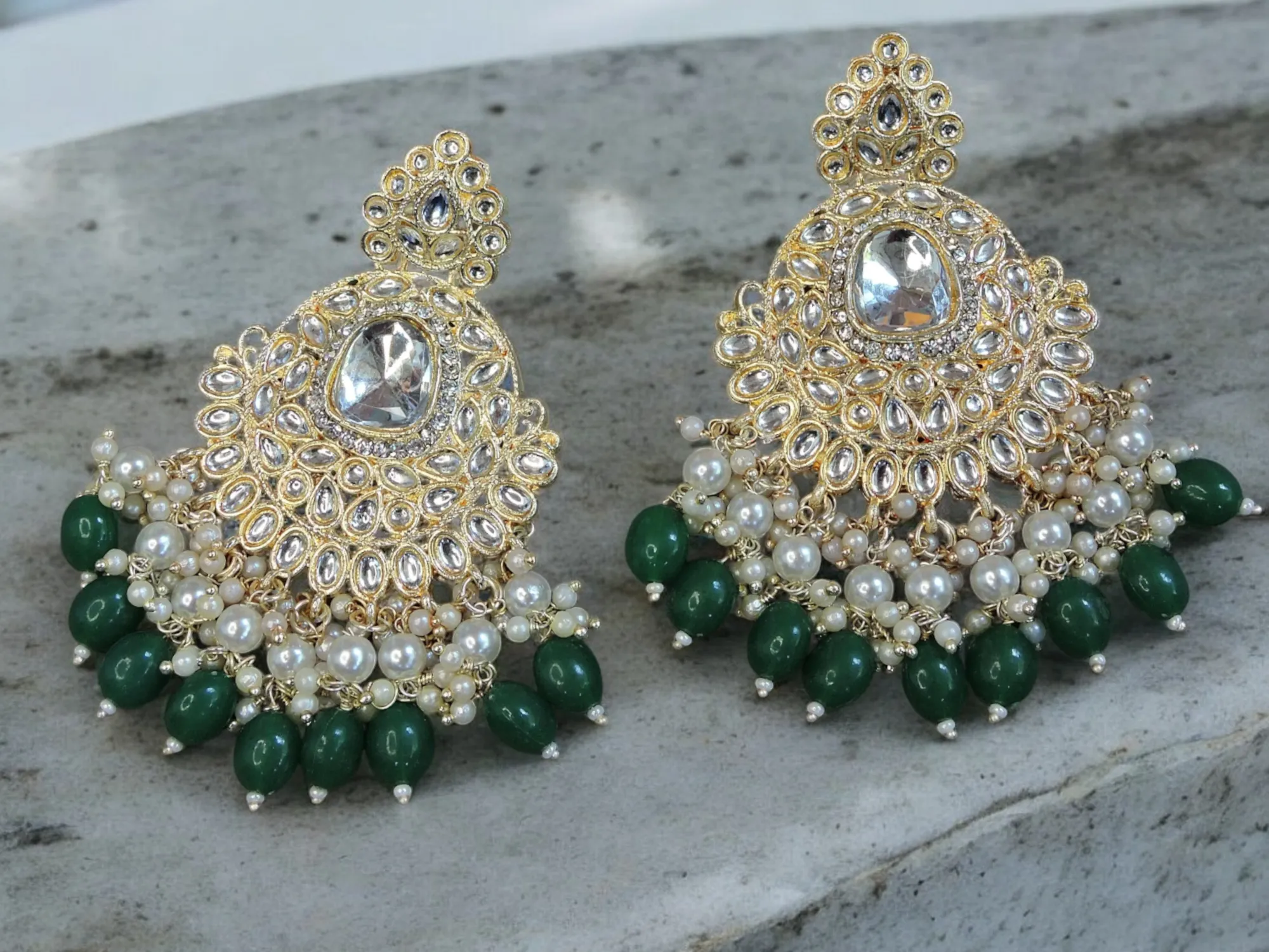 Bollywood Pearl Stone Beaded Kundan earrings Set, Indian Kundan, Indian Earrings, pearl earrings, Pakistani Earrings, bollywood Earrings