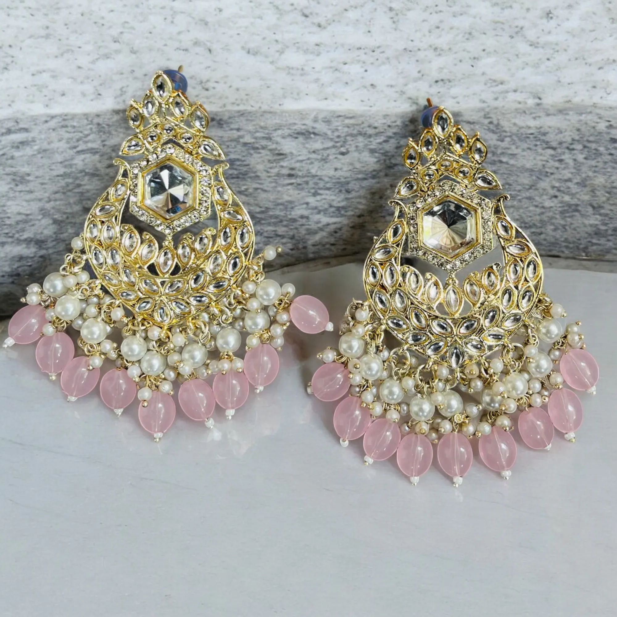 Bollywood Pearl Stone Beaded Kundan earrings Set, Indian Kundan, Indian Earrings, pearl earrings, Pakistani Earrings, bollywood Earrings