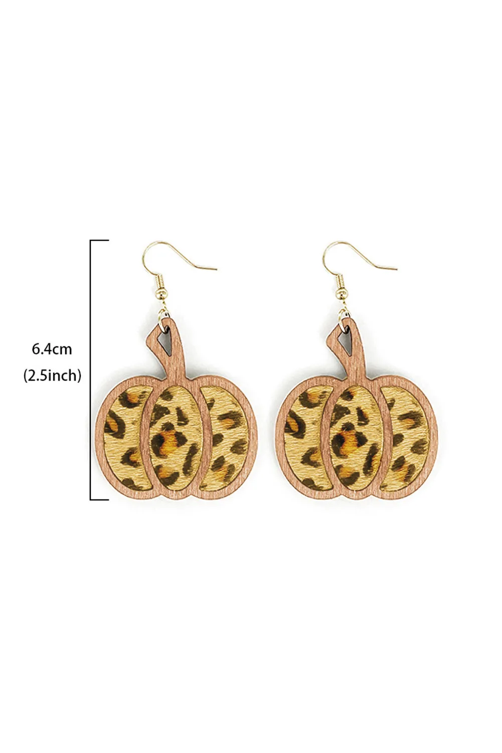 Brown Animal Print Pumpkin Shape Drop Earrings