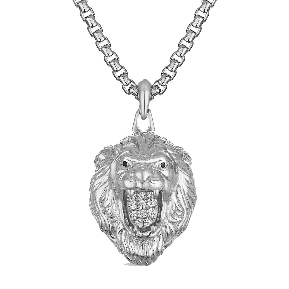 Bulova Marc Anthony Collection Sterling Silver and 1/10 CTW Diamond Lion Pendant