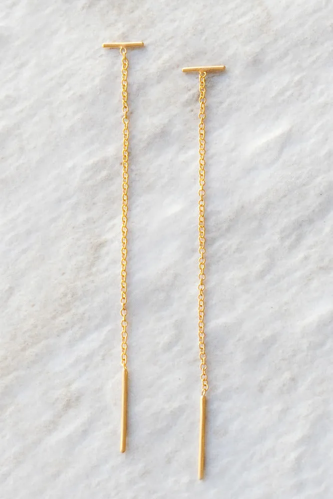 Chan Luu Gold Bar Chain Thread Earrings