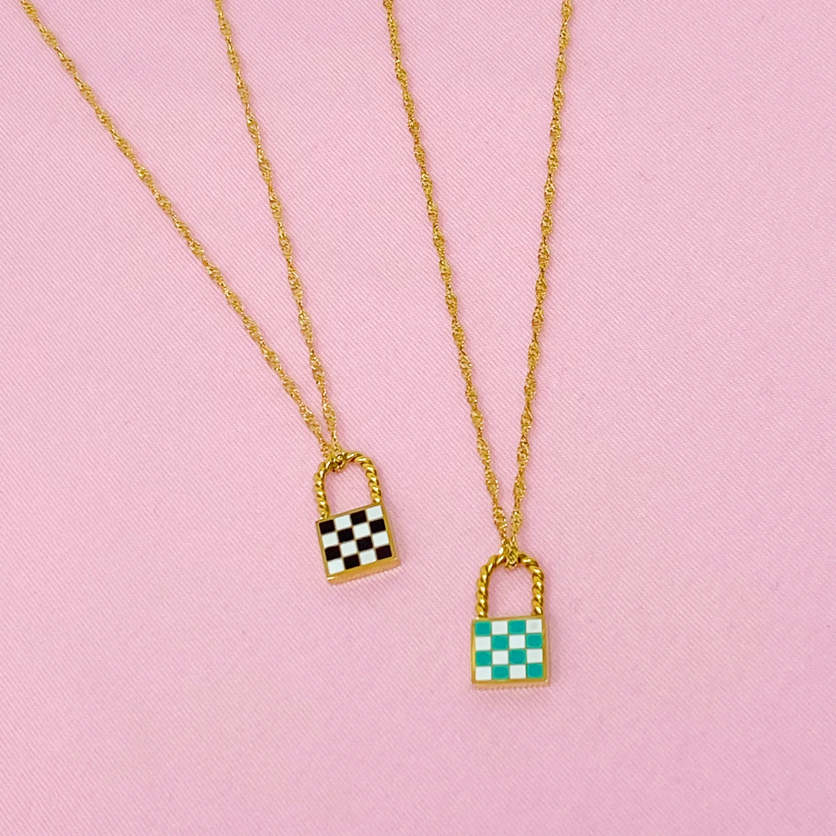 Checkered Locket Necklace