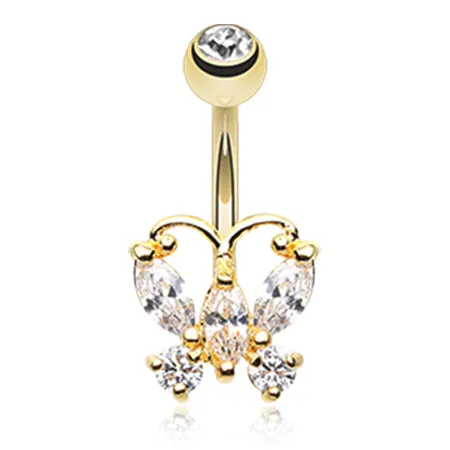 Classic Petite Butterfly Belly Ring in Gold