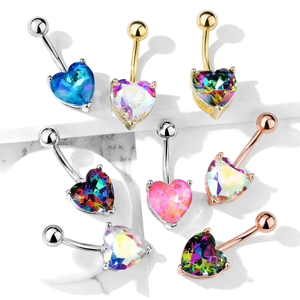 Clouded Hearts Belly Bar with Gold Plating