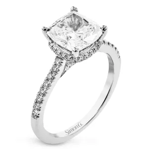 Cushion-Cut Hidden Halo Engagement Ring In 18k Gold With Diamonds