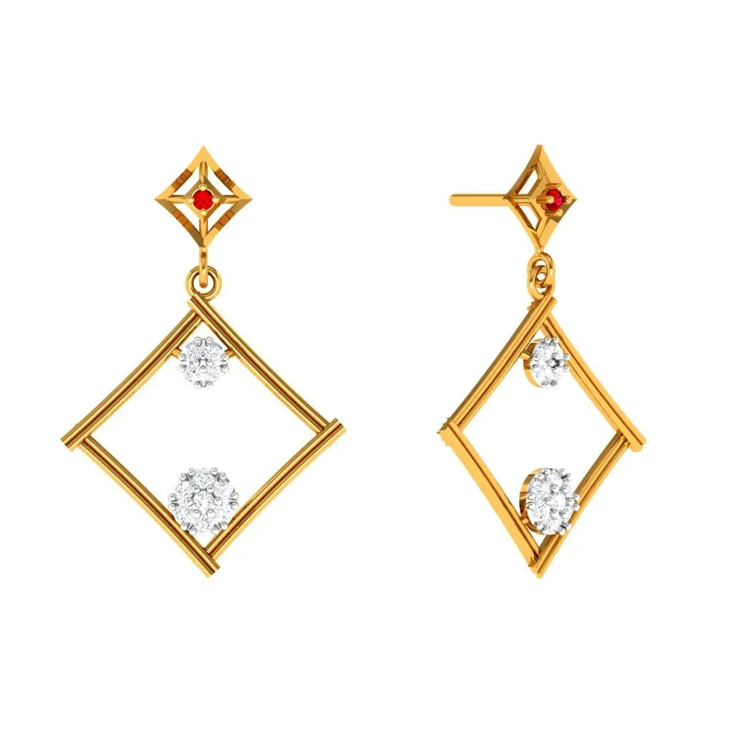 Dazzling Diamond Embedded Triangle 18k Women's Gold Earrings