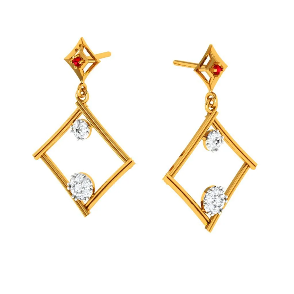 Dazzling Diamond Embedded Triangle 18k Women's Gold Earrings