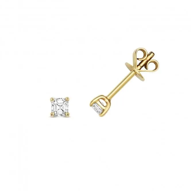 Diamond Jewellery 18ct Gold Asscher Cut Diamond Stud Earrings EDQ355