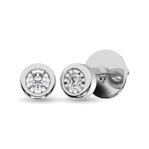 Diamond Solitaire Stud Earrings in 10K White Gold