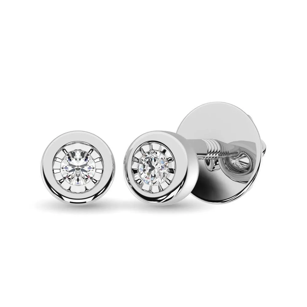 Diamond Solitaire Stud Earrings in 10K White Gold