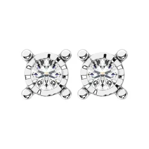 Diamond Solitaire Stud Earrings in 14K White Gold