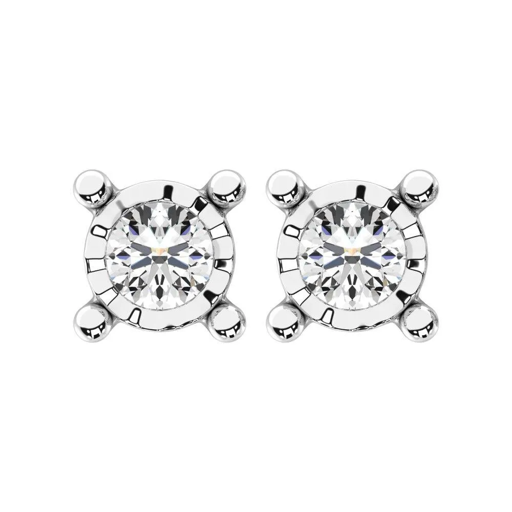 Diamond Solitaire Stud Earrings in 14K White Gold