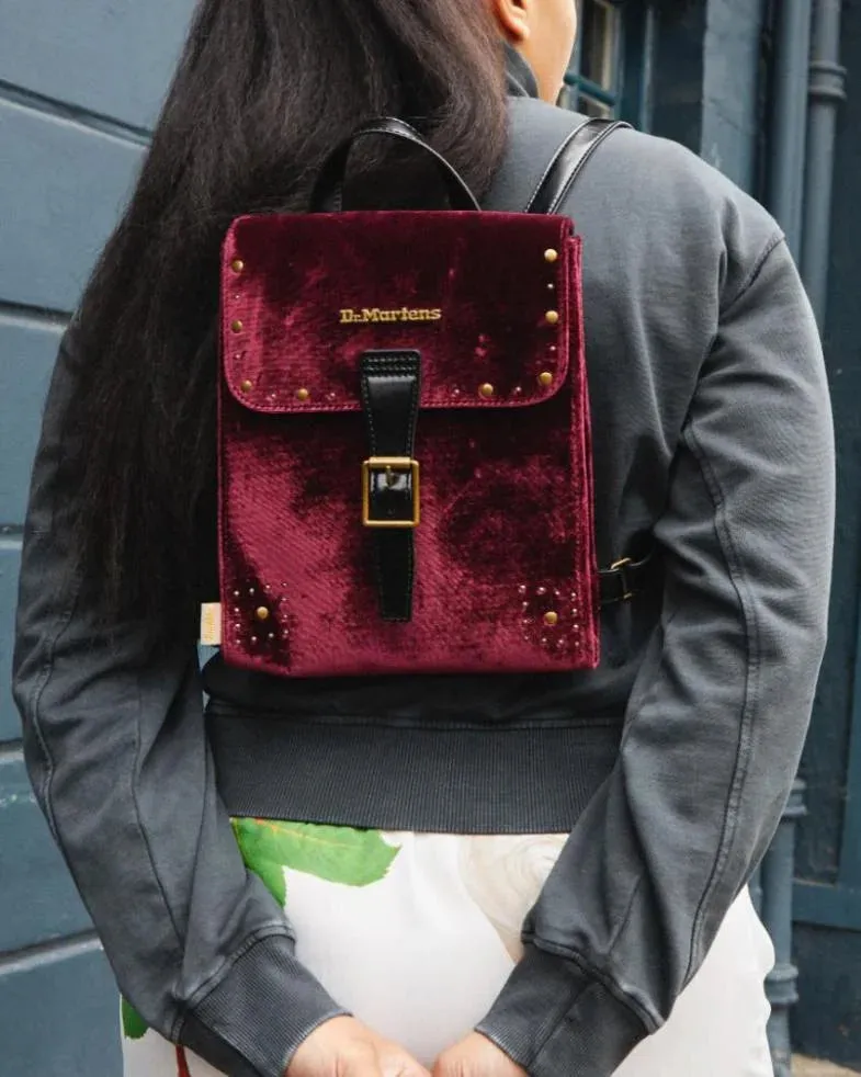 Dr Martens Mini Velvet Backpack - Cherry Red Velvet & Black PU