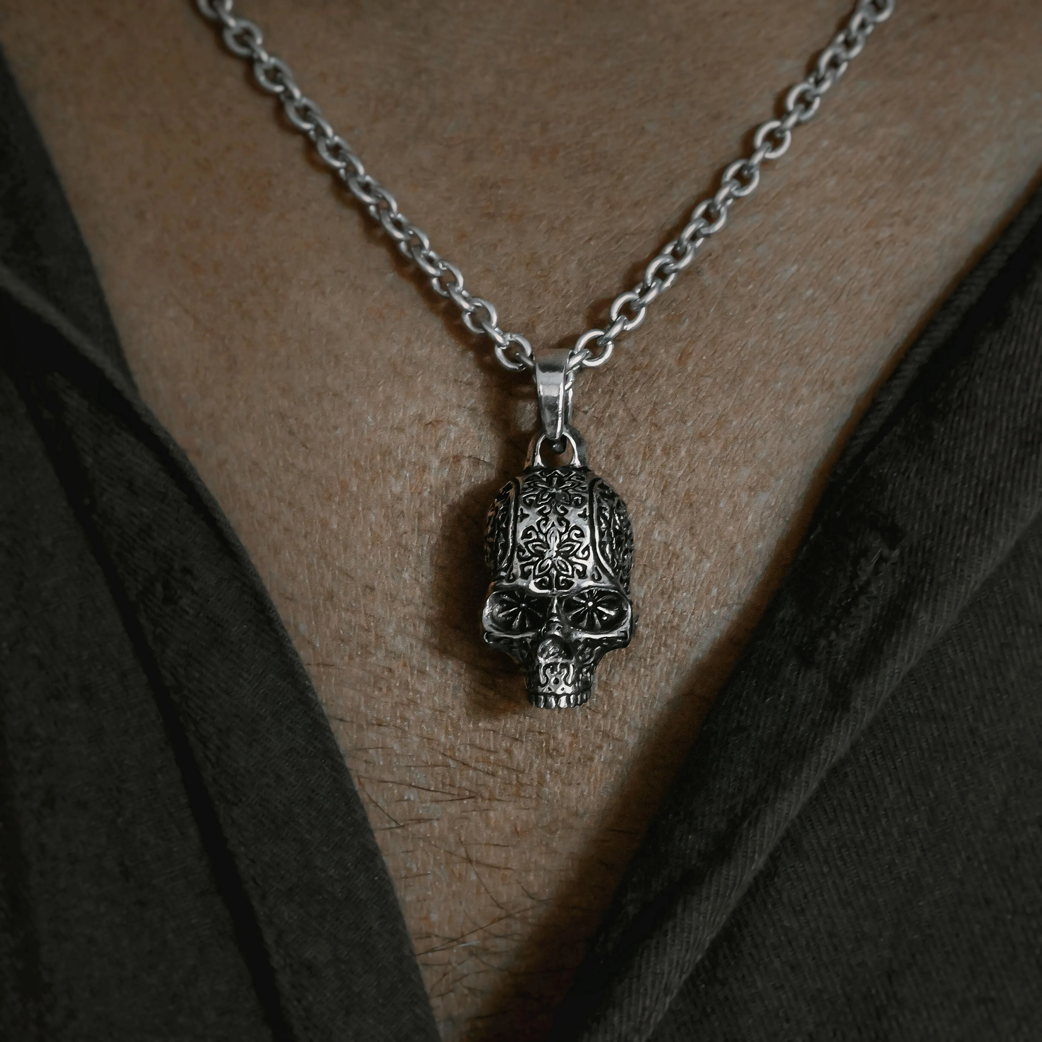 Engraved Skull Pendant