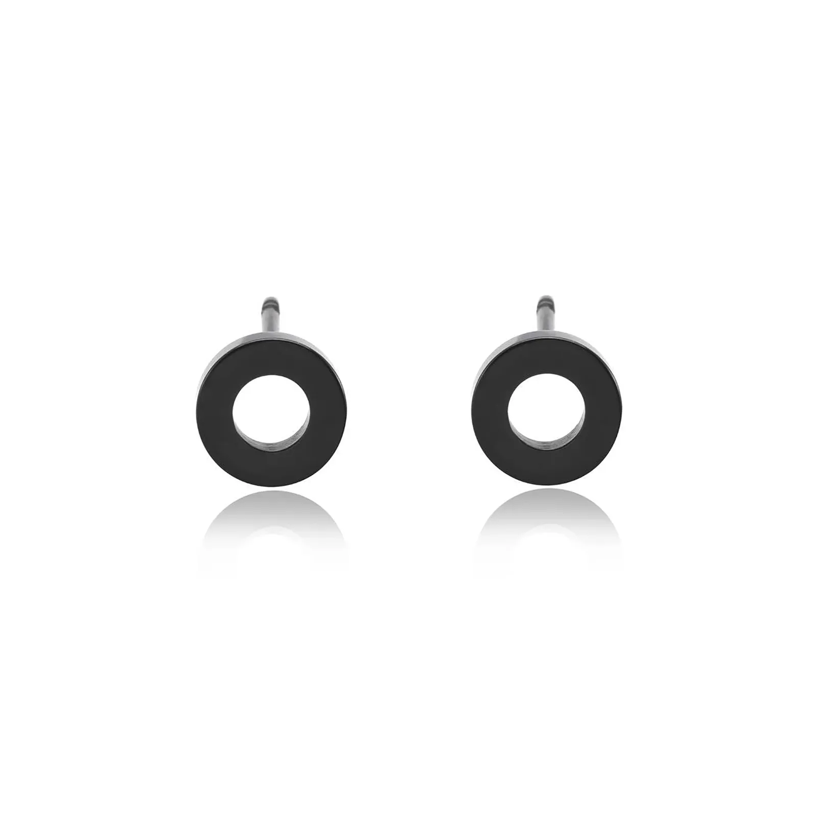 ER001B B.Tiff Black Open Circle Stud Earrings