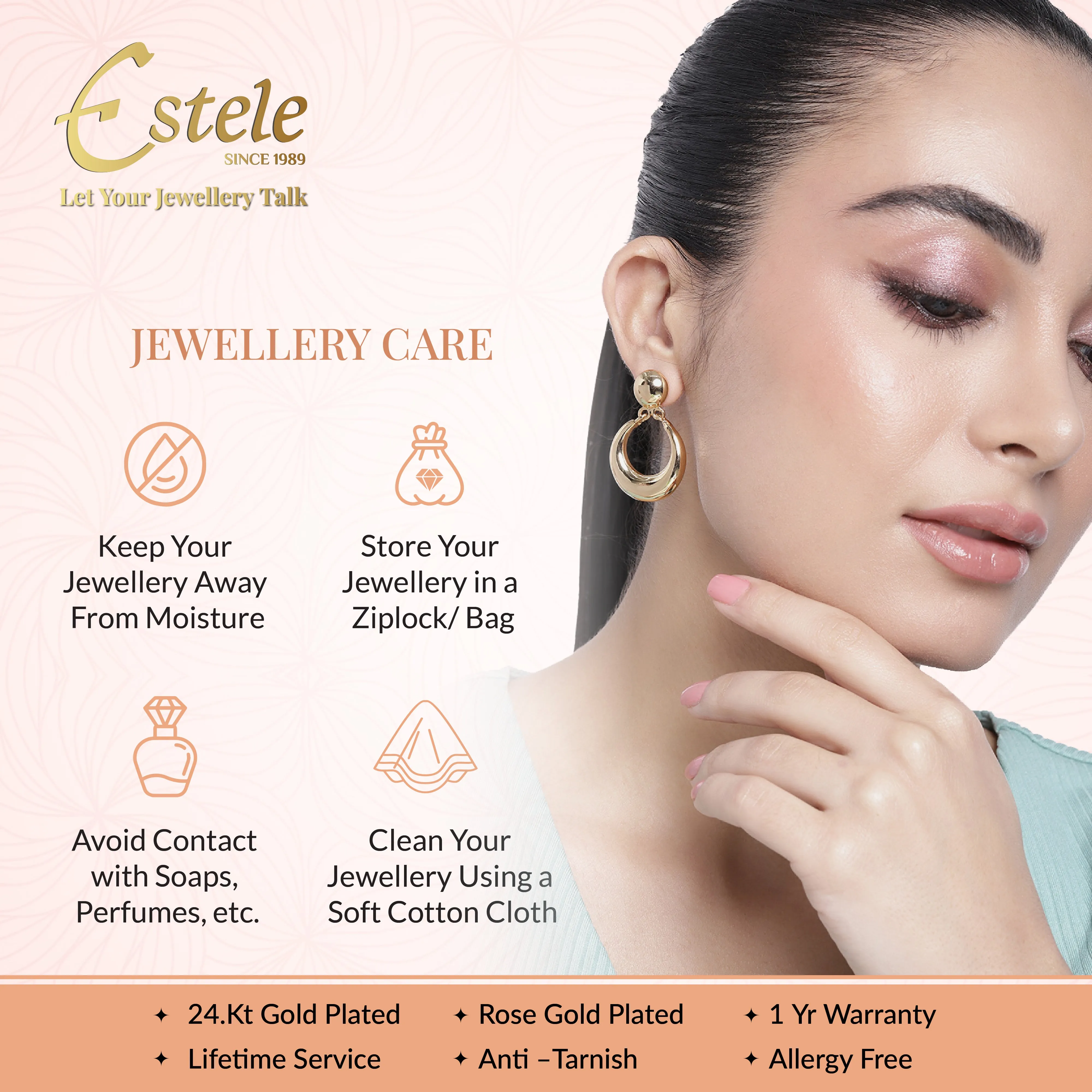 Estele Gold Plated Fashionable Demifine Statement Stud Earrings for Girls and Women