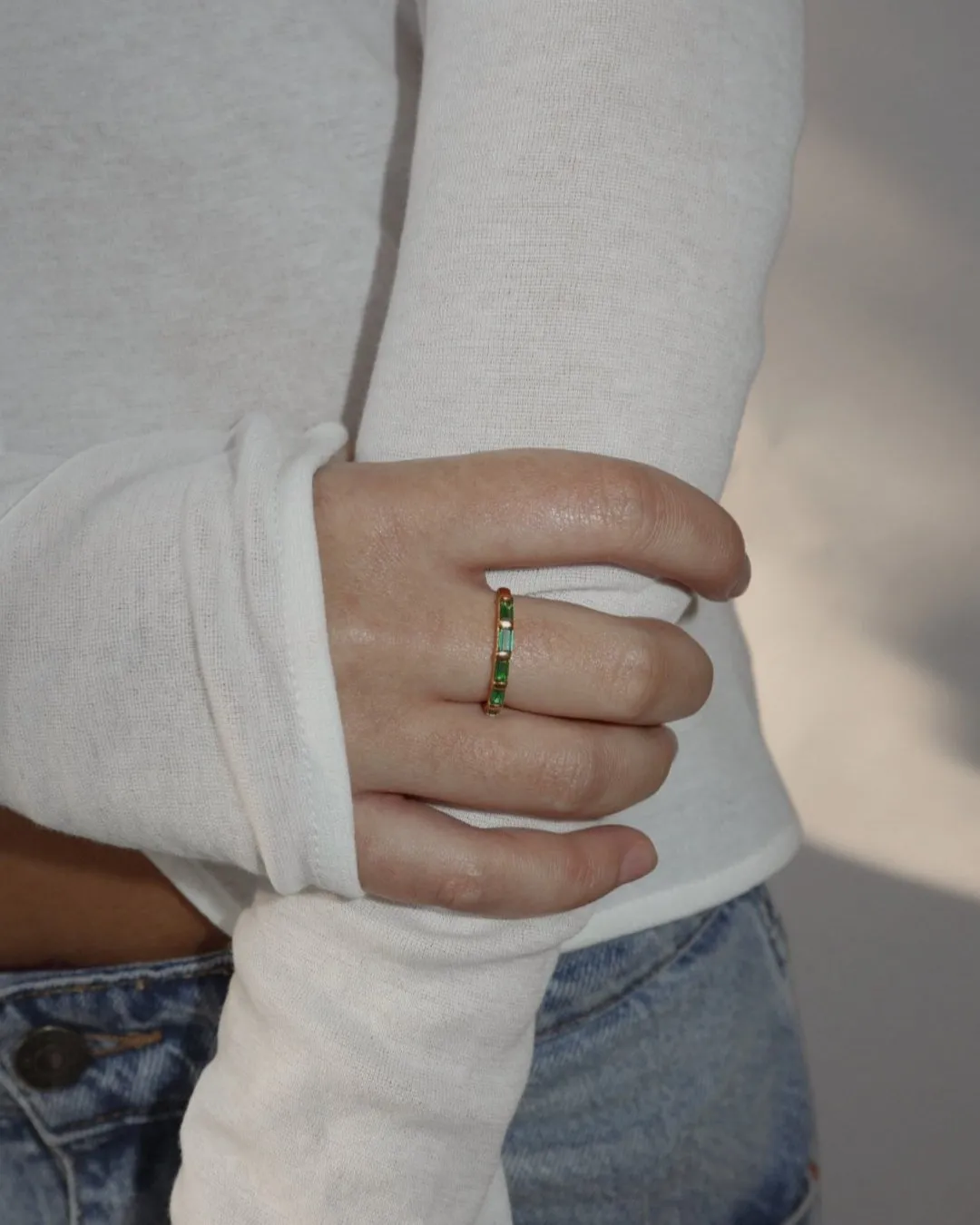 'Evie' Eternity Green Ring